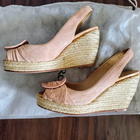 ROGER VIVIER Dusty Rose Suede Espadrille Slingback Buckle Wedge Sandals Sz 36 - Picture 5 of 9